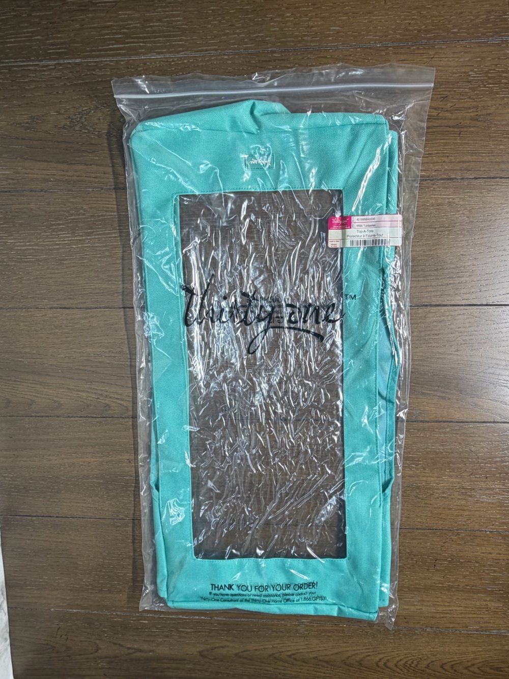 thirty-one Turquoise Top-A-Tote with Clear Front Panel NEW